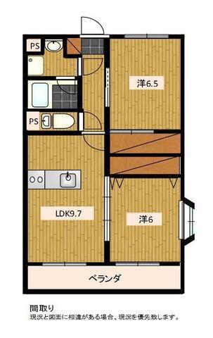 梅の里II(2LDK/2階)の間取り写真