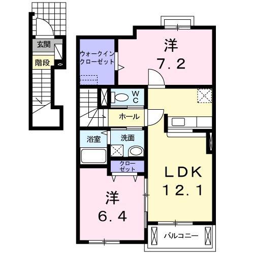 シエル・プロムナード(2LDK/2階)の間取り写真