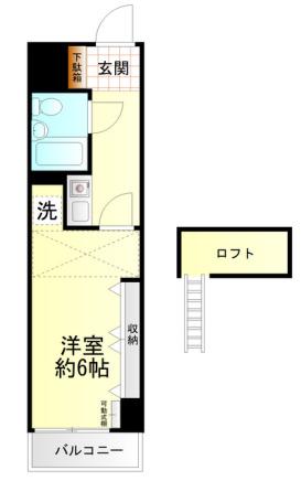 エトワール山下(ワンルーム/2階)の間取り写真