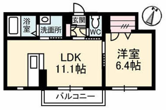 ソレイユコート新保(1LDK/3階)の間取り写真