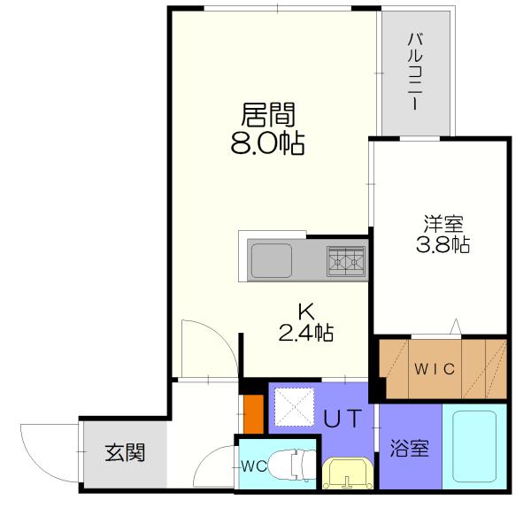 ECOA厚別南(1LDK/3階)の間取り写真