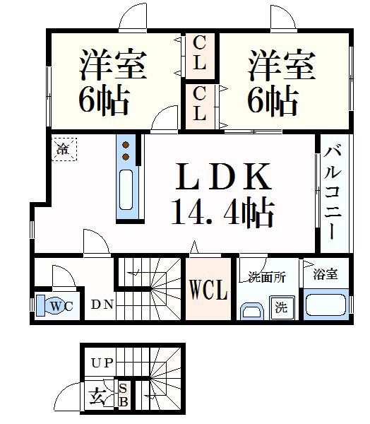 インパルス(2LDK/2階)の間取り写真