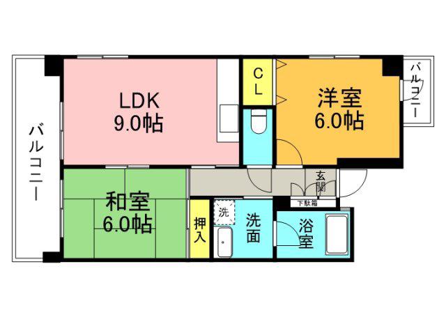 リビエーヌ宝町(2LDK/7階)の間取り写真