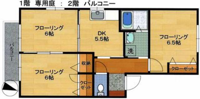 ルミナス筑紫野(3DK/2階)の間取り写真