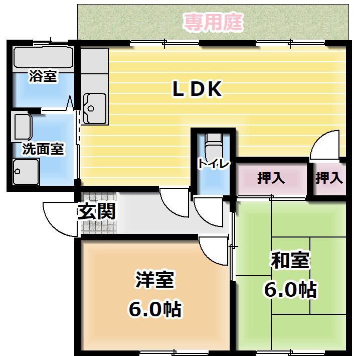 メゾン・ウィステ(2LDK/1階)の間取り写真