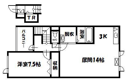 フェルメール神楽(1LDK/2階)の間取り写真