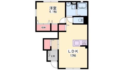 ナチュール谷上(1LDK/1階)の間取り写真