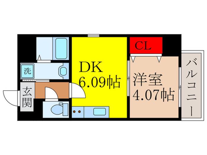 クローバークレア池田(1DK/8階)の間取り写真