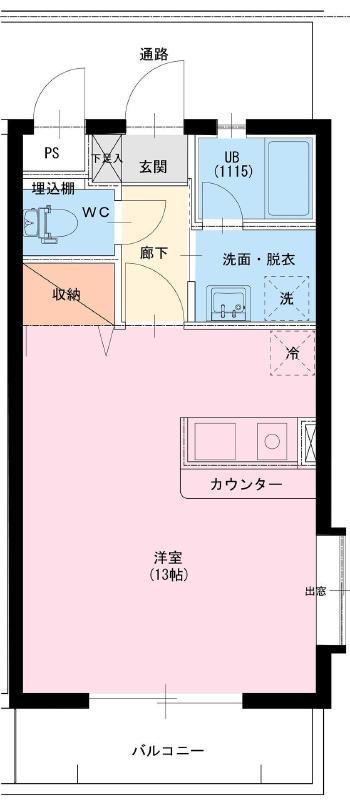 花ヶ島コーポ(ワンルーム/2階)の間取り写真