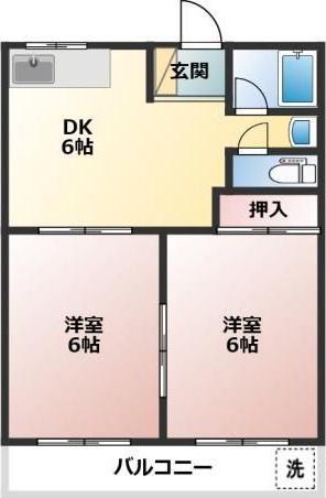 T&Kハイツ(2DK/3階)の間取り写真