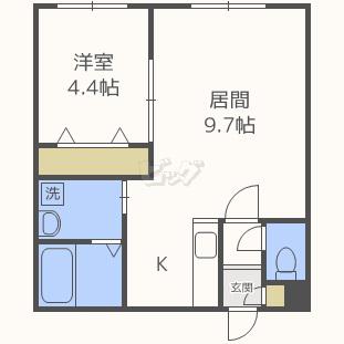 アクアトピア福住(1LDK/1階)の間取り写真