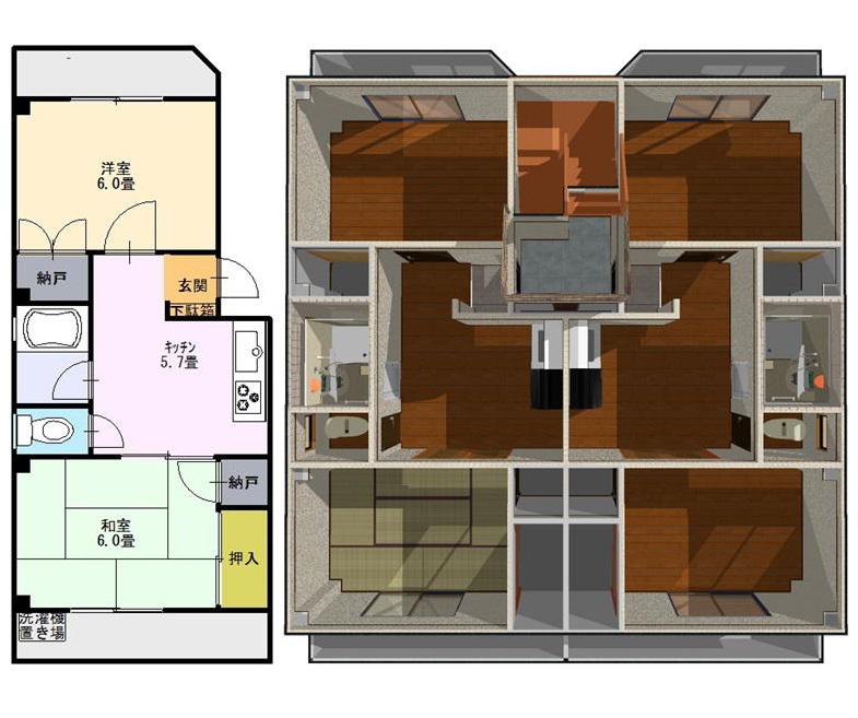 マンション裕(2DK/3階)の間取り写真