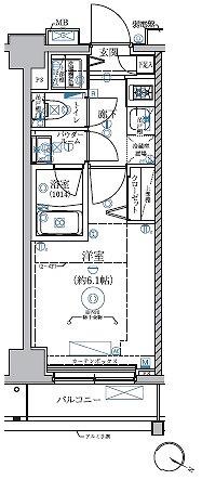リルシア横濱吉野町(1K/6階)の間取り写真