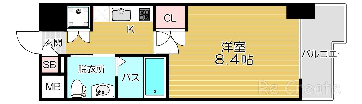 GRAMERCY NIPPONBASHI(1K/6階)の間取り写真