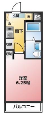 アッソルッソ(1K/1階)の間取り写真
