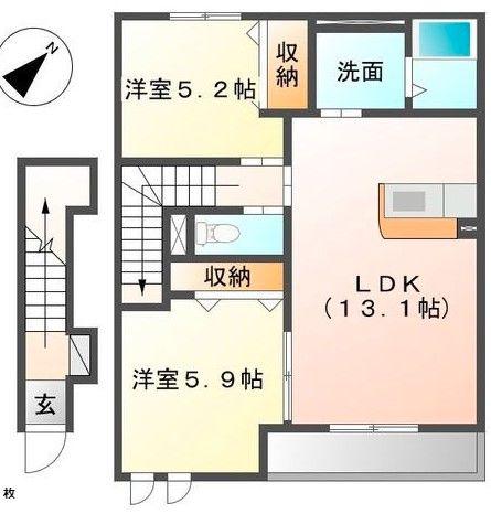 GRAN HILLS(2LDK/2階)の間取り写真