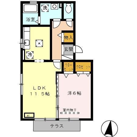 グリーンハイツ(1LDK/1階)の間取り写真