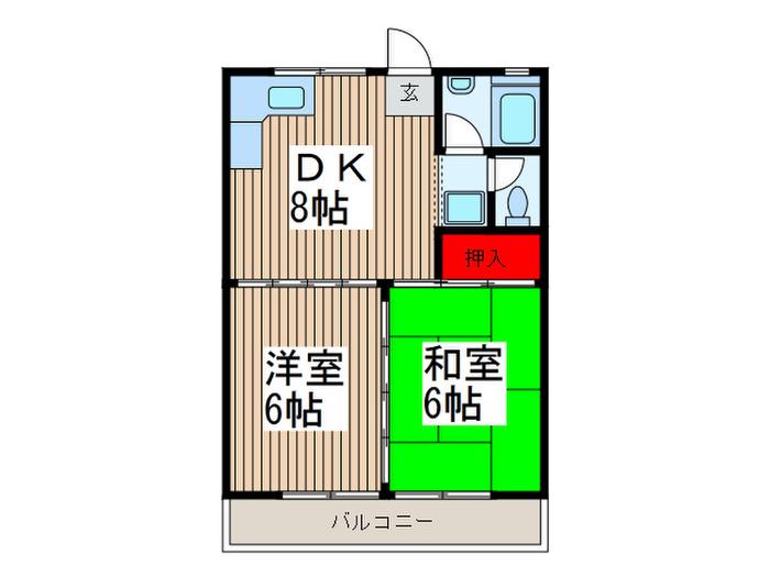 ブライトン上木崎(2DK/1階)の間取り写真