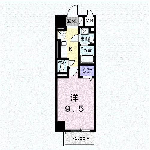 グランド ライン(1K/8階)の間取り写真