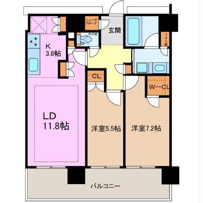 NAGOYA THE TOWER(2LDK/29階)の間取り写真
