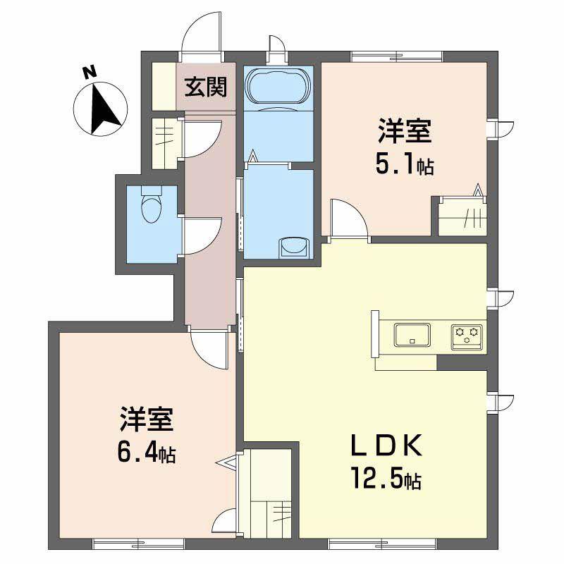 シャーメゾンボヌールC棟(2LDK/1階)の間取り写真