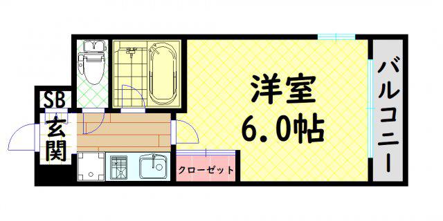 エスリード松屋町(1K/6階)の間取り写真