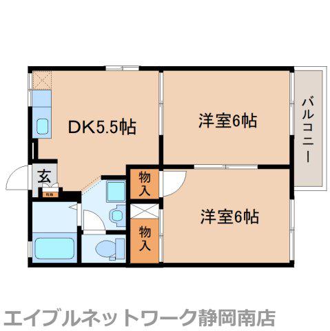 シャンテたたら(2DK/2階)の間取り写真