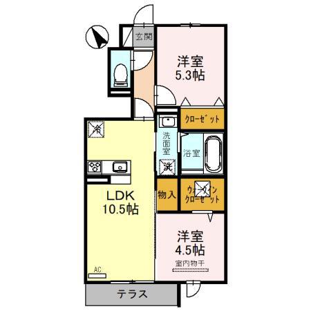 MAISON DE GRACE(2LDK/1階)の間取り写真