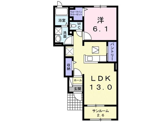 ファイン・アベニュー E(1LDK/1階)の間取り写真