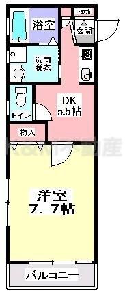 コンブリオ柏(1DK/2階)の間取り写真