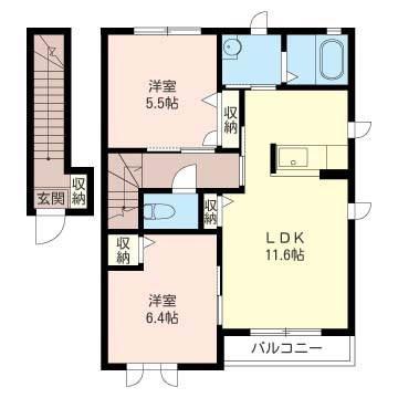 ビューテラス(2LDK/2階)の間取り写真