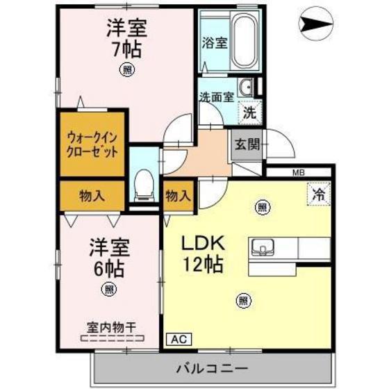 フローラ(2LDK/2階)の間取り写真