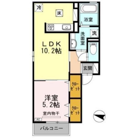 アーク フォレ(1LDK/1階)の間取り写真