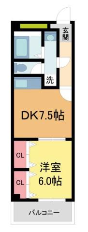 クロード・サン(1DK/5階)の間取り写真