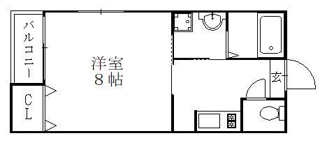 リブレア唐原I(1K/1階)の間取り写真
