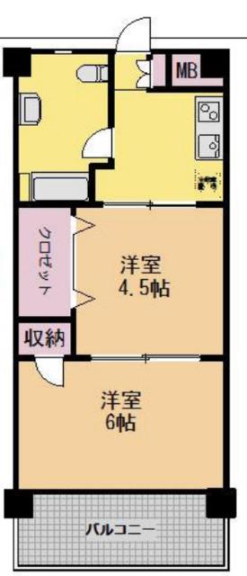 行徳マンション(2K/6階)の間取り写真