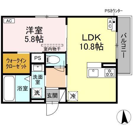 D-HILLS領家II(1LDK/3階)の間取り写真