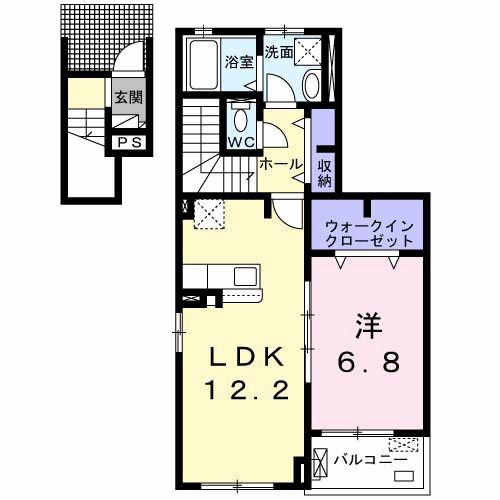 ニュー.ウィステリアB(1LDK/2階)の間取り写真