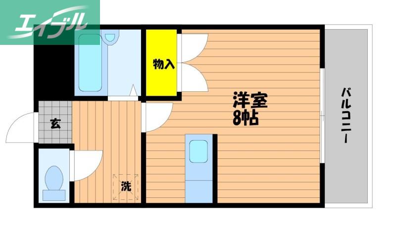 セントフォレスト北長瀬(1K/5階)の間取り写真