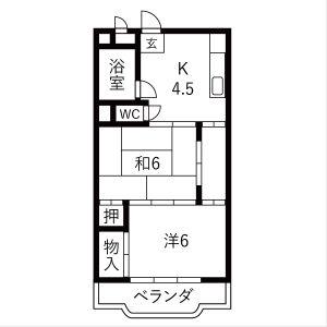 横広ハイツ(2DK/3階)の間取り写真