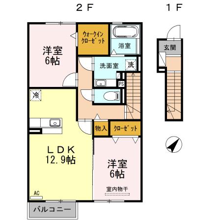 フルール(2LDK/2階)の間取り写真