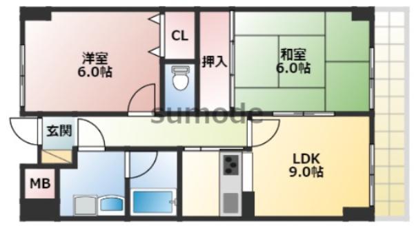 フォーロハーモネート(2LDK/4階)の間取り写真