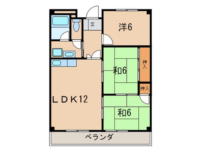 第3寿松ハイツ(3LDK/2階)の間取り写真