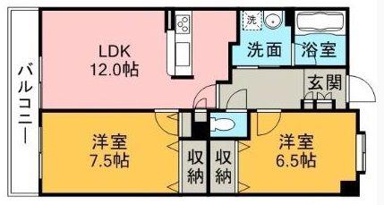 タロックス新居浜(2LDK/6階)の間取り写真