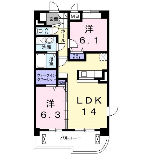プレッサ泉中央(2LDK/6階)の間取り写真