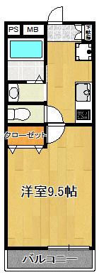 SAKASU HIROO(1K/1階)の間取り写真