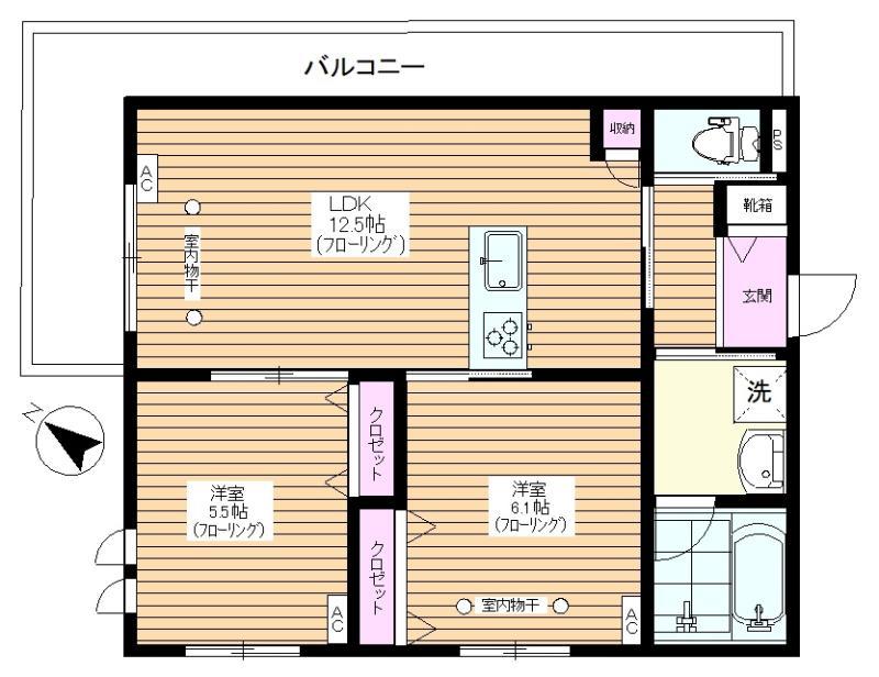 ビューネ上板橋(2LDK/3階)の間取り写真