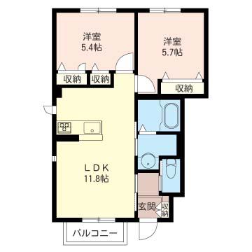 SDS12A棟(2LDK/1階)の間取り写真