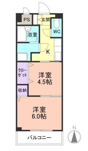 アスリートONE(2K/3階)の間取り写真