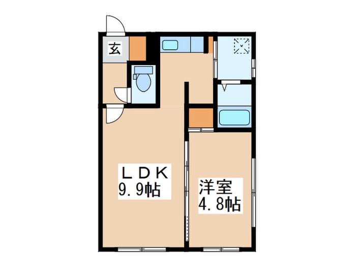 Y′S月寒西(1LDK/3階)の間取り写真